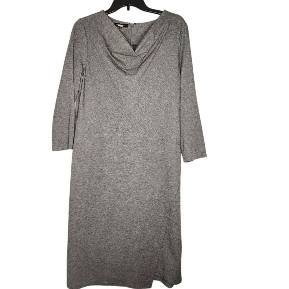 Lafayette 148 New York Cowl Neck Knee Length Sheath Dress Gray Size‎ 14